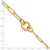 14k Polished And Brushed Paperclip Link With Circle 8 inch Bracelet