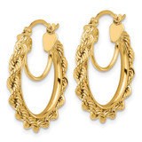 14k Polished and D/C Rope 2.95mm Hoop Earrings - ER-A73990C5-8333