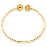 14K Polished and Diamond-cut 10mm Ball 2.00mm Flexible Oval Cuff Bangle Bracelet