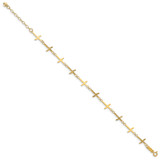 14k Polished and Diamond-cut Crosses 7 inch Bracelet Plus 1 inch Extender