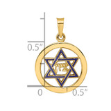 14k Polished and Enameled Solid Star of David Pendant - XR-5CF666AC-4006