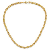 14K Polished and Grooved 6mm Fancy Oval Link 18 inch Necklace