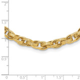 14K Polished and Grooved 6mm Fancy Oval Link 18 inch Necklace