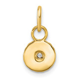 14K Polished and Grooved Diamond Circle Charm