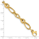 14K Polished and Grooved Fancy Twisted Link 8 inch Bracelet Plus 0.5 inch Extender