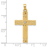 14k Polished and Grooved Hollow Diamond Cross Pendant - XP-FC637BBC-3881