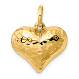 14K Polished and Hammered 3-D Heart Pendant - S1-15C87252-3997