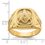 14k Polished and Nugget Texture Masonic Ring Mounting