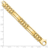 14k Polished and Satin 8.8mm Fancy Bar Link 8.5 inch Mens Bracelet