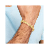14k Polished and Satin 8.8mm Fancy Bar Link 8.5 inch Mens Bracelet