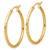 14k Polished and Satin D/C 2.00mm Hoop Earrings - TC-CA76840C-6645