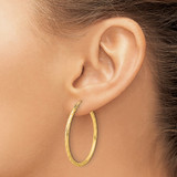 14k Polished and Satin D/C 2.00mm Hoop Earrings - TC-D7FB3F7E-1963