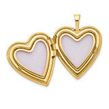 14K Polished and Satin Diamond Star 20mm Heart Locket