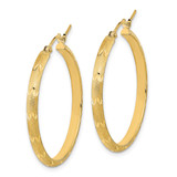 14K Polished and Satin Diamond-cut Hoop Earrings - TF-C19629E0-1188