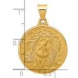 14k Polished and Satin Face of Jesus Medal Hollow Pendant - XR-D2FAE1D8-3879