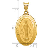 14k Polished and Satin Hollow Spanish Miraculous Medal Pendant