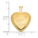 14k Polished and Satin I LOVE YOU Script 16mm Heart Locket