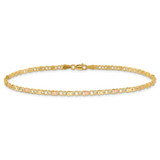 14k Polished and Satin Rose-plated X-and-Heart 10 inch Anklet