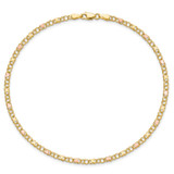 14k Polished and Satin Rose-plated X-and-Heart 9 inch Anklet