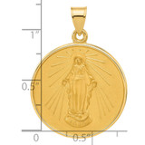 14k Polished and Satin Solid Miraculous Mary Plain Back Medal - XR-C8F4B629-3464