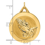 14k Polished and Satin Solid Praying Hands Disc Pendant - XR-920D21EB-5925