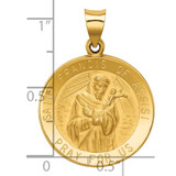 14k Polished and Satin St Francis of Assisi Medal Hollow Pendant - XR-57B73CE6-2449