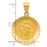 14k Polished and Satin St. Christopher Medal Hollow Pendant - XR-9EE0ACEF-1230