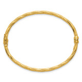 14K Polished and Textured 2.90mm Twisted Hinged Oval Bangle Bracelet