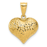 14K Polished and Textured 3-D Heart Pendant - K5-B5605F21-3143