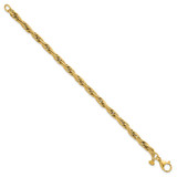 14k Polished And Textured 4.5mm Flat Rope Chain 7.5 inch Bracelet