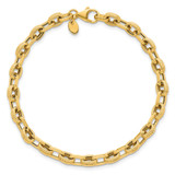14k Polished and Textured 4.9mm Fancy Cable Link 7.5 inch Bracelet
