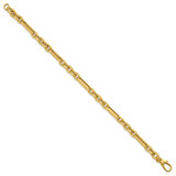 14k Polished and Textured 4.9mm Oval and Round Link 7.5 inch Bracelet