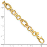 14K Polished and Textured 6.4mm Fancy Link 7.5 inch Bracelet