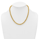 14k Polished and Textured 7.3mm Cable Chain 18 inch Necklace
