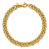14k Polished and Textured 7.3mm Cable Chain 7.5 inch Bracelet