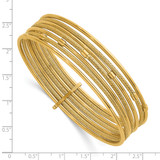 14K Polished and Textured Beaded 7-Strand Slip-On Round Bangle Bracelet