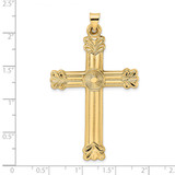 14k Polished and Textured Circle Center Cross Pendant