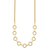 14K Polished and Textured Circles and Bars 17.5 inch Necklace