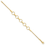 14K Polished and Textured Circles and Bars 7.5 inch Bracelet