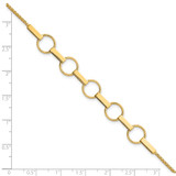 14K Polished and Textured Circles and Bars 7.5 inch Bracelet