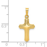 14k Polished and Textured Cross Pendant - XR-59E54486-8387