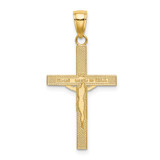 14K Polished and Textured Crucifix Charm