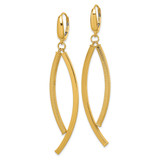14K Polished and Textured Curved Bars Dangle Leverback Earrings
