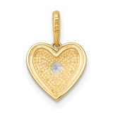 14k Polished and Textured CZ Floral Heart Charm / Pendant
