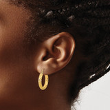 14K Polished and Textured D/C Fancy Pattern Hoop Earrings