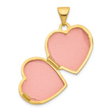14K Polished and Textured Diamond 16mm Heart Locket