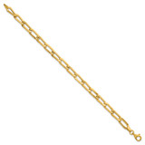 14k Polished and Textured Fancy Long Link 7.5 inch Bracelet