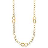 14k Polished and Textured Fancy Oval Link 3-Station 16.75 inch Necklace