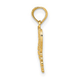 14K Polished and Textured Filigree Butterfly Charm