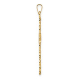 14k Polished and Textured Floral Solid Cross Pendant